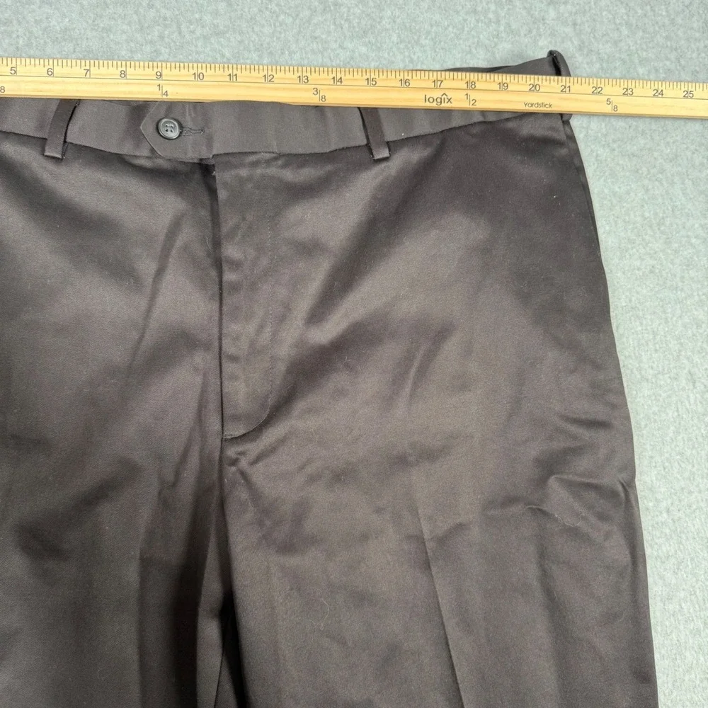 Perry Ellis Portfolio Mens 42x28 Black No Iron Premium Twill Dress Pants Slacks